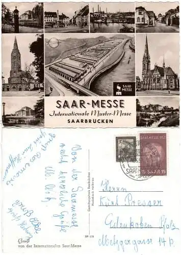 Saar Messe 1952, Mehrbild-AK m. entspr. Saarbrücken Messe-PA Sonderstempel