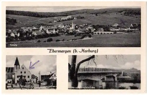 Ebermergen (LKr. Donauwörth), ungebr. Mehrbild sw-AK m. Gasthaus...