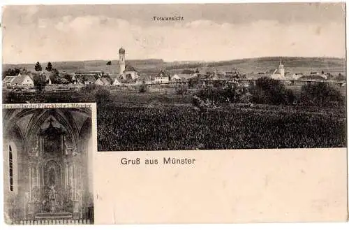 Gruß aus Münster (Donaumünster, LKr. Donauwörth),  1911 gebr. sw-AK