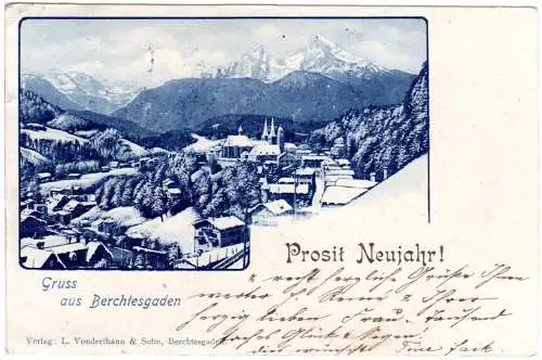 Berchtesgaden, Prosit Neujahr!, 1899 gebr. Winter-AK