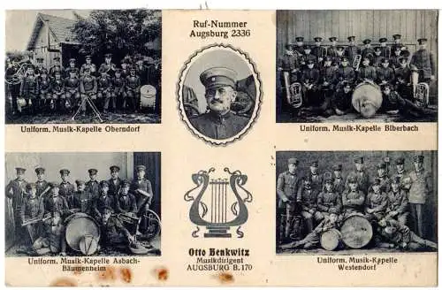 Bäumenheim, Biberach, Oberndorf, Westendorf, Otto Benkwitz Musikkapellen, sw-AK