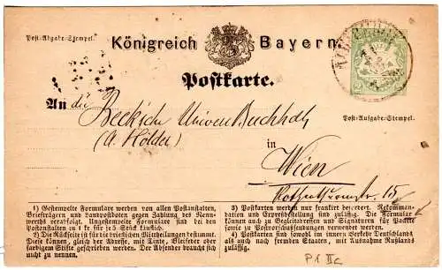 Bayern P 1 IIc, gebr. 2 Kr. Ganzsache m. 2 Setzfehlern i.d. 3. Fußnote