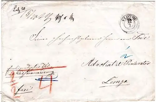 Preussen 1855, K2 Vlotho auf Franko Wert Brief n. Lemgo