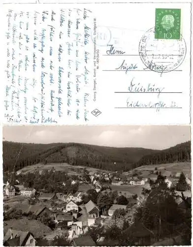 BRD 1959, Landpost Stpl. NONNENMIß über Wildbad (Schwarzw) auf sw-AK m. 10 Pf.