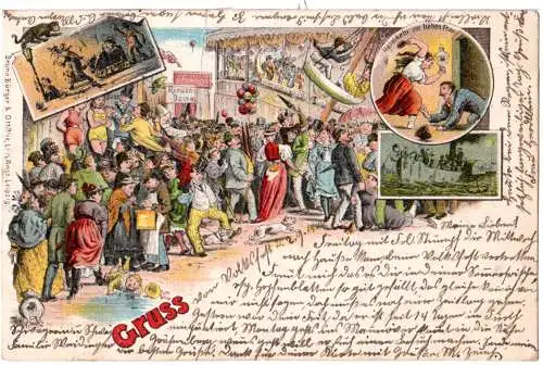 Gruss vom Volksfest, 1900 v. Nürnberg gebr. Litho-AK.