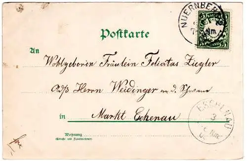 Gruss vom Volksfest, 1900 v. Nürnberg gebr. Litho-AK.