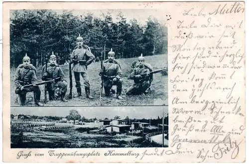 Gruss vom Truppenübungsplatz Hammelburg, 1899 gebr. sw-AK