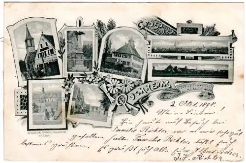 Ruchheim, 1898 gebr. verzierte Mehrbild-sw-AK