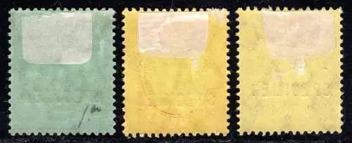 Jamaica 52, 63, 65, ungebr. 3+4d und 1 Sh. je mit SPECIMEN Überdruck