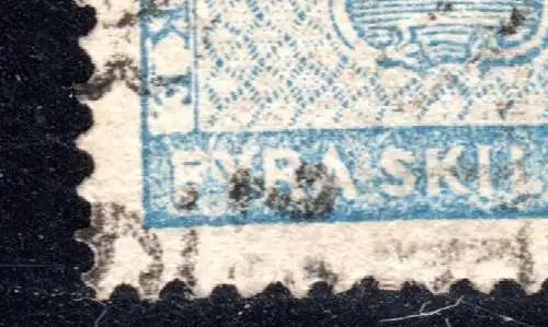 Schweden Facit 2 v6, gebr. 4 Sk. m. Plattenfehler "Punkt nach F in F.YRA"