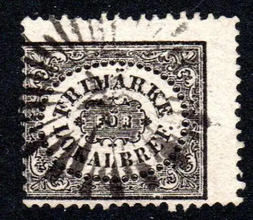 Schweden 6, sauber gebr. Lokalmarke 1 Sk. schwarz m. Strahlenstempel. Geprüft.