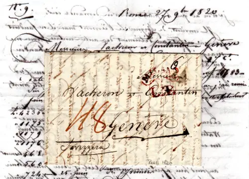 Italien Kirchenstaat Lombardei Schweiz, Brief v. Rom via MILANO L.T. n. Genf.