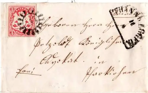 Bayern, MR 517 Thann b. Eggfd. auf kl. Brief m. breitrandiger 3 Kr. 