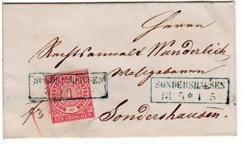 NDP, R2 Sondershausen klar auf kl. Orts-Brief m. 1 Gr.