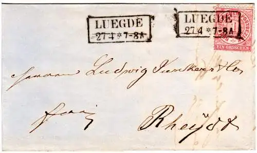 NDP 1870, R2 Luegde klar auf Brief m. 1 Gr.