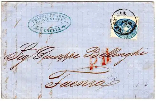 Lombardei & Venetien 1864, 10 S. auf PD Brief v. Venezia n. Ferrara
