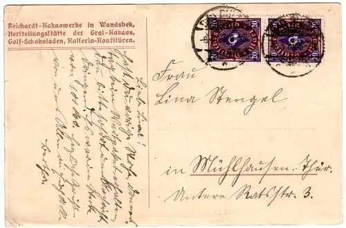 Wandsbek, Reichardt Kakao Werke, 1923 gebr. sw-AK