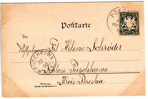 Schloss Possenhofen m. Ruderboot, 1900 gebr. Litho-AK m. 5 Pf. 