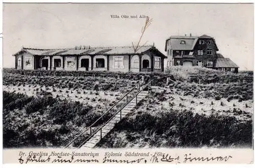 Kolonie Südstrand Föhr, Villa Otto u. Alice Nordsee-Sanatorium, 1908 gebr. sw-AK
