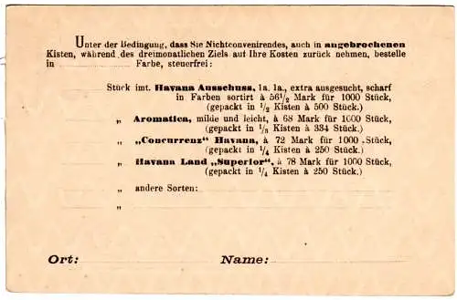 Bayern, ungebr. 5 Pf. Ga m. Zigarren Bestellzudruck an Fa. Hammerschlag Bremen