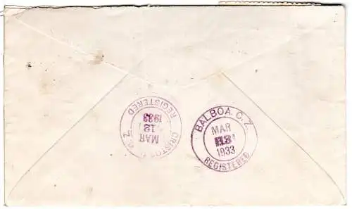 Peru 1933, 15+50 C. auf Luftpost Reko Brief v. Talara n. Balboa, Canal Zone