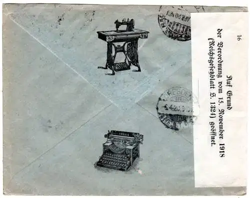 Italien 1920, 40+2x5 C. auf Einschreiben Brief v. Milano m. deutscher Zensur