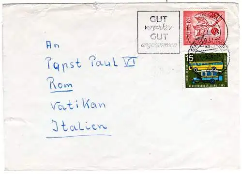 BRD 1966, Brief v. Wesel a/Rh. an Papst Paul VI., Vatikan, Rom Italia