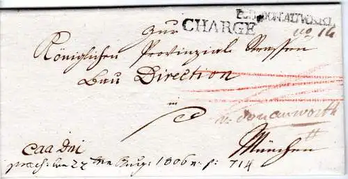 Bayern 1806, je L1 R.3. Donauwörth u. CHARGÉ auf sehr schönem Brief n. München