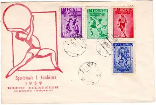 Albanien 578-581, 4 Werte 1. Nat. Spartakiade, kpl. Ausgabe auf Sonderumschlag