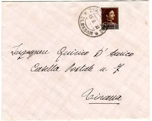Albanien 1931, 15 Q. auf Inlands Brief v. Elbasan n. Tirana