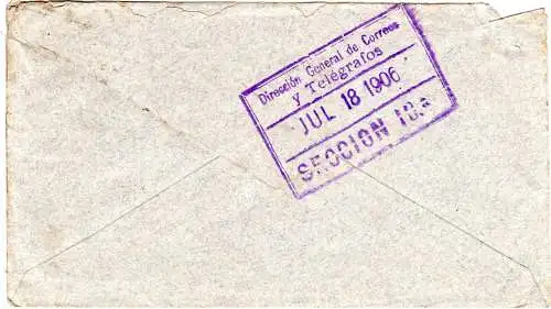 Indien 1906, 1/2+2x 1 A. auf Brief v. Madras n. Bogota Columbia