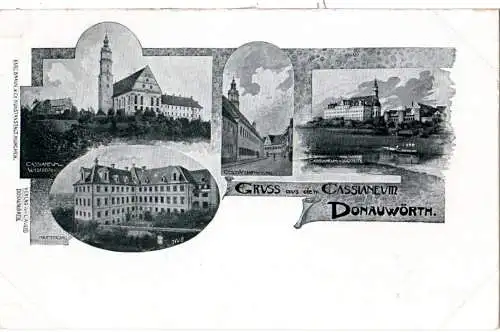 Gruss aus dem Cassianeum Donauwörth, ungebr. Mehrbild sw-AK