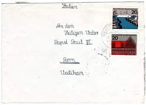 BRD 1964, Brief v. Schierbrok an d. hlg. Vater Papst Paul VI. Vatikan Rom Italia