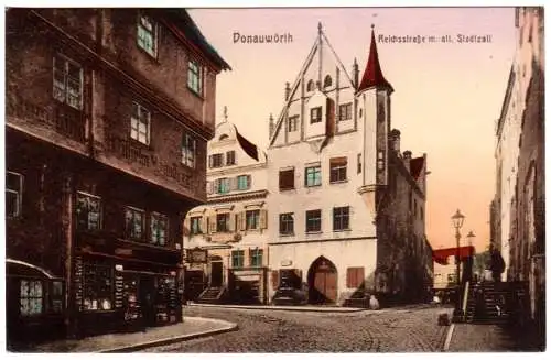 Donauwörth, Reichsstrase m. altem Stadtzoll, ungebr. Farb-AK