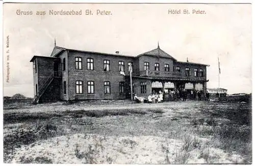 Gruss aus dem Nordseebad St. Peter m. Hotel, 1906 gebr. sw-AK