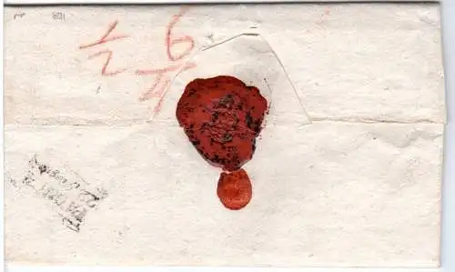Österreich 1828, L1 V. Trient klar auf Einschreiben Brief m Rötelgitter n. Padua