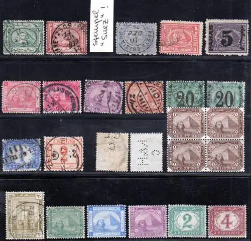 Ägypten, 25 alte gebr. u. ungebr. Marken, dabei perfins, bessere Stempel etc.