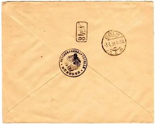 Bayern 1919, EF 40 Pf. Volksstaat auf Reichsbank Eilboten Brief v. München 32