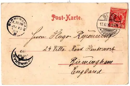 Gruss aus Burg a. Fehmarn m. Landkarte, 1899 n. GB gebr. sw-AK