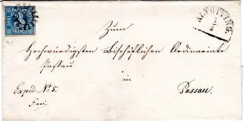 Bayern, MR 12 Altötting auf Brief m. voll-/breitrandiger 3 Kr. Pl. 5
