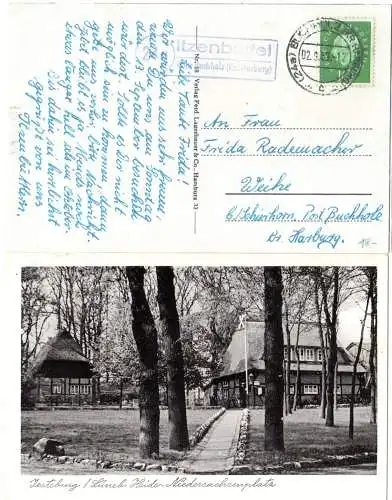 BRD 1957, Landpost Stpl. 24a ITZENBÜTTEL über Buchholz auf sw-AK m. 10 Pf.