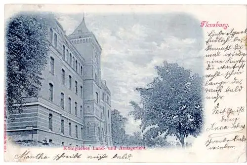 DR 1899, 5 Pf. auf Flensburg AK m. Stpl. NORDSCHLESWIGSCHE WEICHE