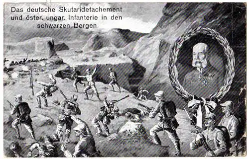 Bayern 1914, Posthilfstelle Niklasreuth Taxe Miesbach auf Montenegro Militär-AK
