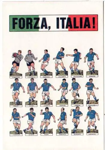 Forza, Italia!, Nationalteam 1966, ungebr. Fussball Farb AK