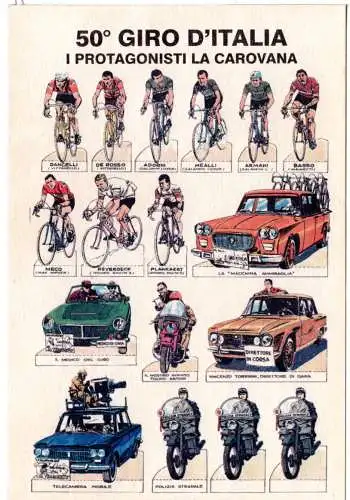 50. Giro d´Italia, m. Radrennfahrern u. Oldtimer Begleitfahrzeugen, ungebr. AK