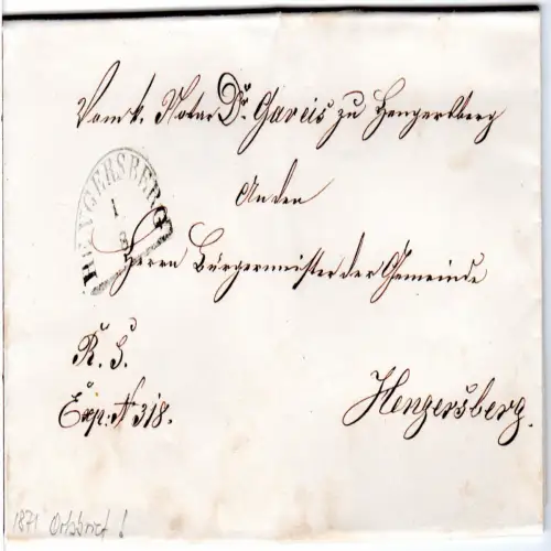 Bayern 1871, HKS Hengersberg auf Orts Brief an den Bürgermeister