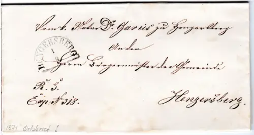 Bayern 1871, HKS Hengersberg auf Orts Brief an den Bürgermeister