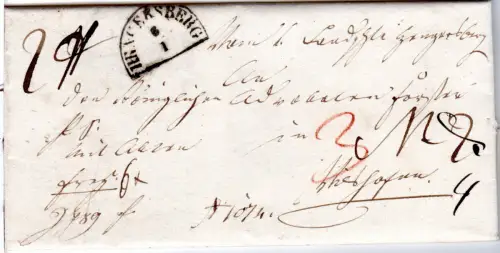 Bayern 1852, HKS Hengersberg auf Stempelpapier Nachnahme Brief n. Vilshofen