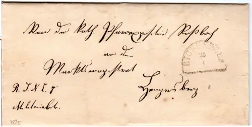 Bayern 1875, HKS Eichendorf auf portofreiem Brief v. Roßbach n. Hengersberg 