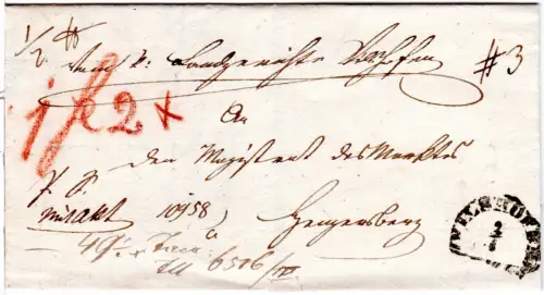 Bayern 1855, HKS Vilshofen auf Nachnahme Stempelpapier Brief n. Hengersberg